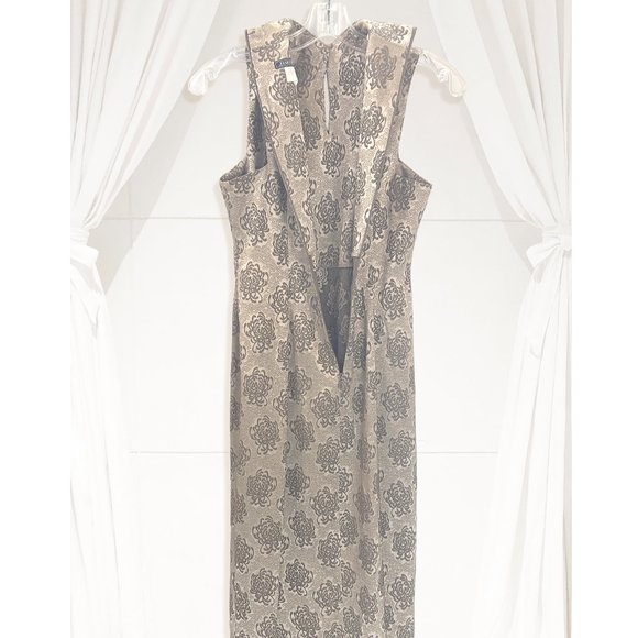 Vintage Harold's Keyhole Cheongsam Chrysanthemum Damask Shift Dress - Picture 3 of 11